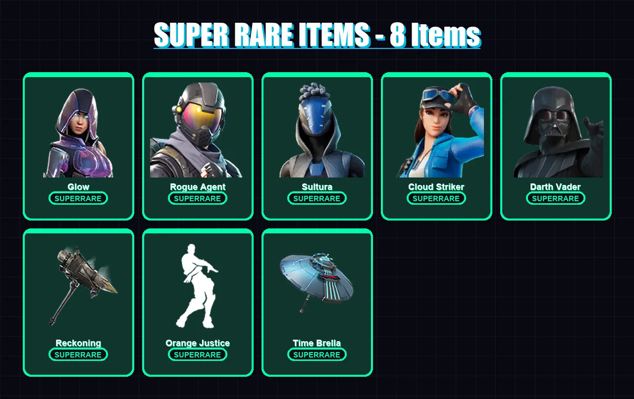 [PC/XBOX/PSN] | Glow | Rogue Agent | Midas | Drift | Sultura | 100 skin | 121 pickaxe | 113 emote | 120 glider | Lv1937