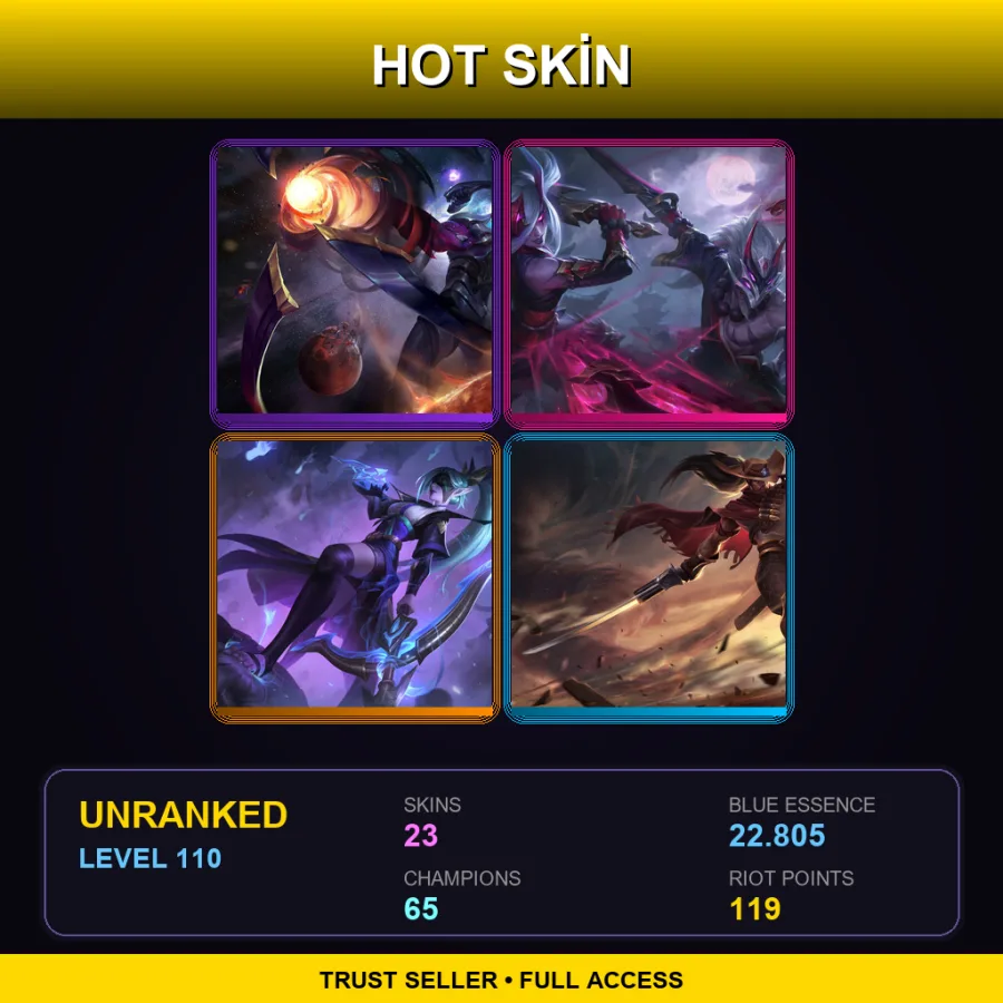 LAN | Lv110 | Unranked | 23 Skin | 65 Champ — LoL account