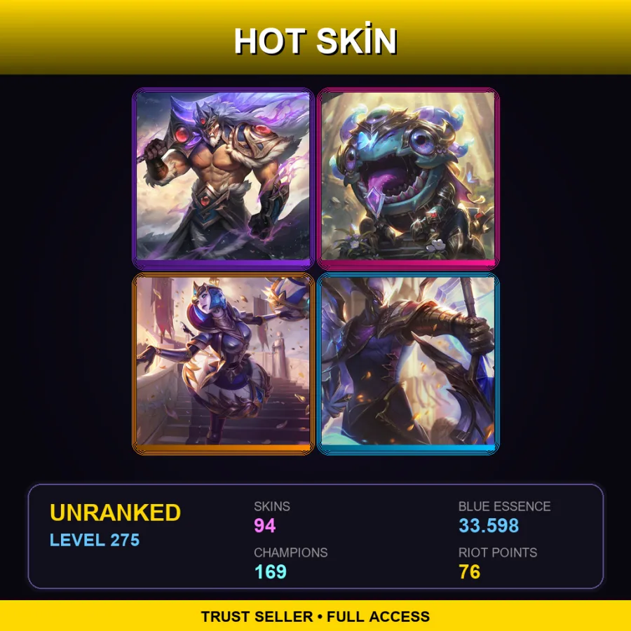 EUNE | Lv275 | Unranked | 94 Skin | 169 Champ — Musketeer Twisted Fate