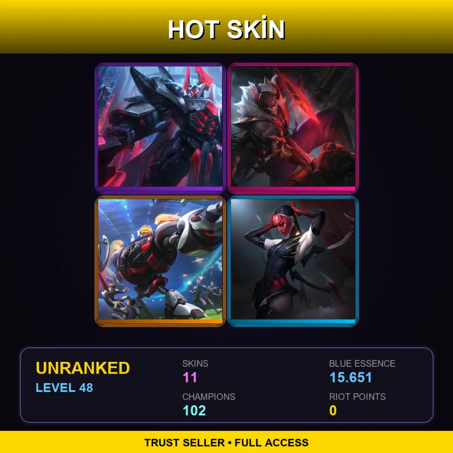 SG | Lv48 | Unranked | 11 Skin | 102 Champ