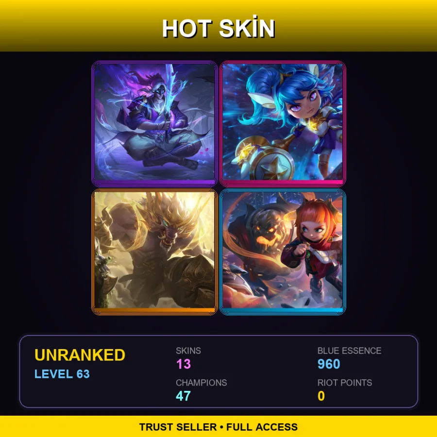 LAS | Lv63 | Unranked | 13 Skin | 47 Champ