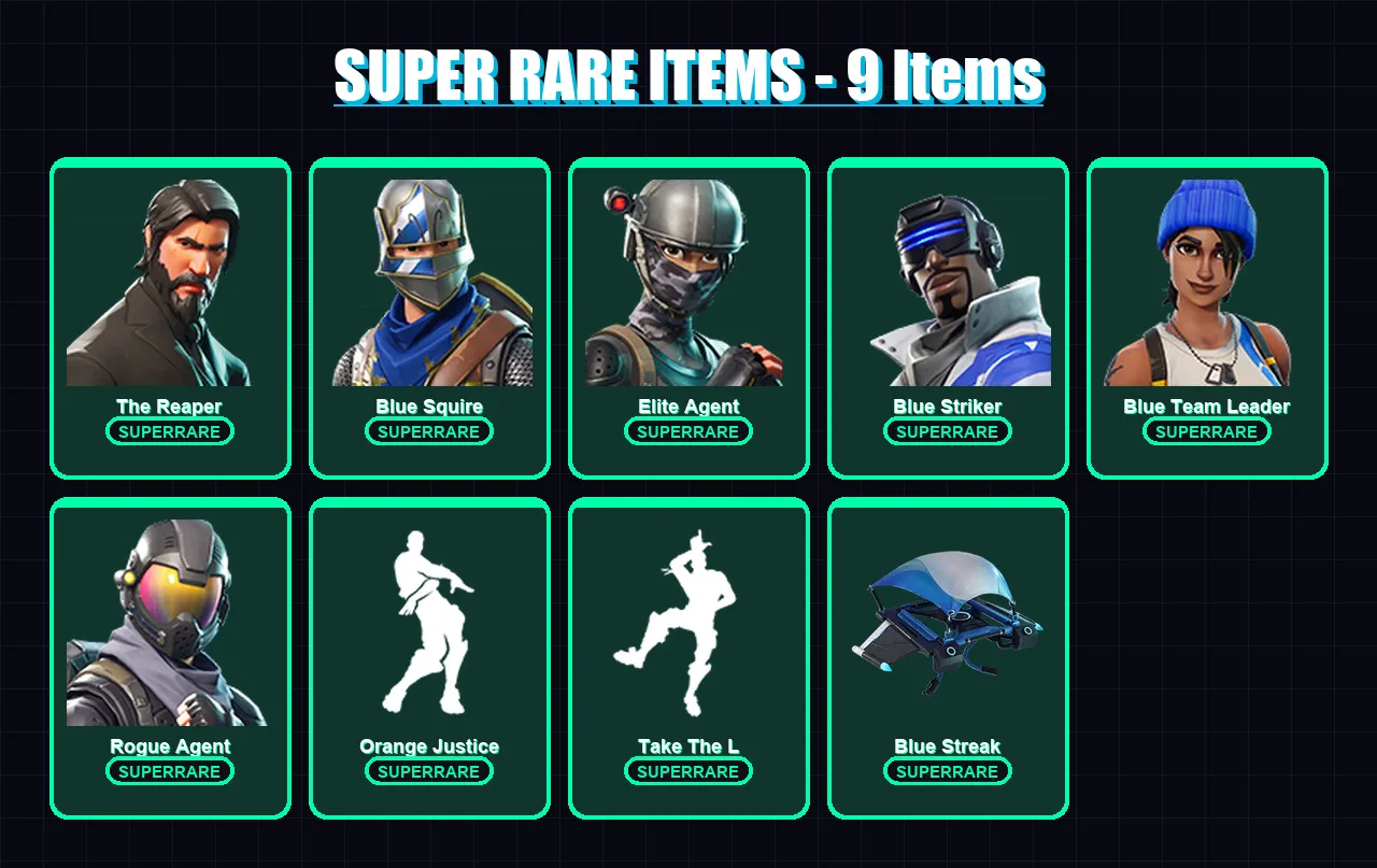 [PC/XBOX] | The Reaper | Blue Squire | Elite Agent | Blue Striker | Blue Team Leader | 44 skin | 35 pickaxe | 28 emote | 39 glider | Lv434