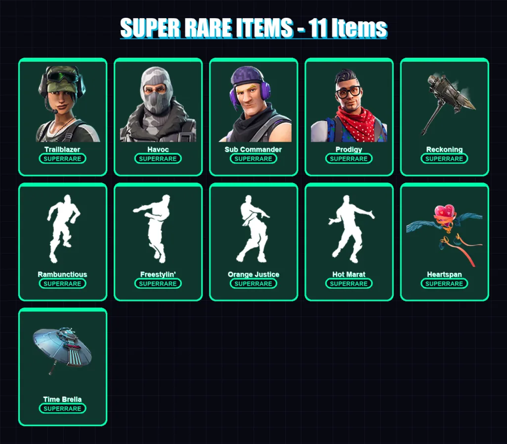 [PC/XBOX/PSN] | Trailblazer | Havoc | Sub Commander | Prodigy | A.I.M. | 65 skin | 61 pickaxe | 61 emote | 69 glider | Lv1016 — Fortnite account