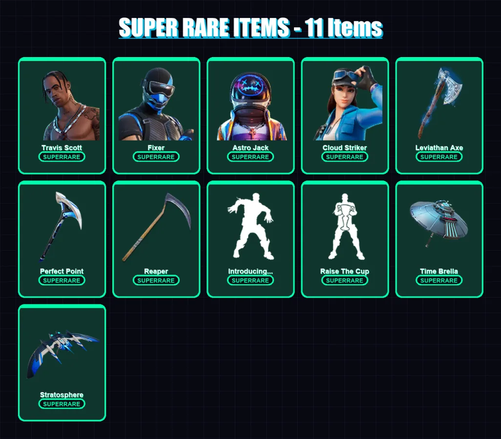 [PS4/PS5/XBOX/PC] | Travis Scott | Fixer | Astro Jack | Cloud Striker | Fade | 144 skin | 127 pickaxe | 93 emote | 91 glider | Lv1451