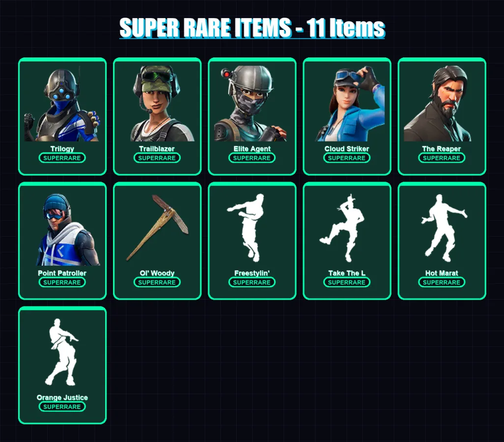[PC/XBOX/PSN] | Trilogy | Trailblazer | Elite Agent | Cloud Striker | The Reaper | 27 skin | 24 pickaxe | 37 emote | 35 glider | Lv519