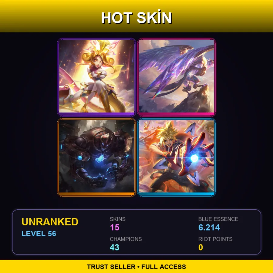 NA | Lv56 | Unranked | 15 Skin | 43 Champ — LoL account