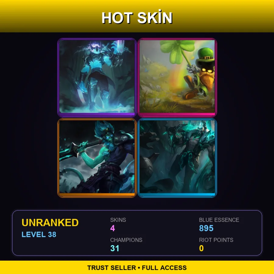 EUNE | Lv38 | Unranked | 4 Skin | 31 Champ