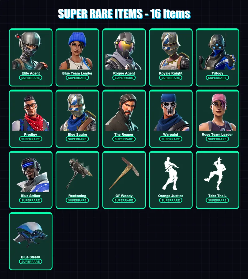[PC/XBOX] | Elite Agent | Blue Team Leader | Rogue Agent | Royale Knight | Trilogy | 44 skin | 34 pickaxe | 45 emote | 42 glider | Lv520