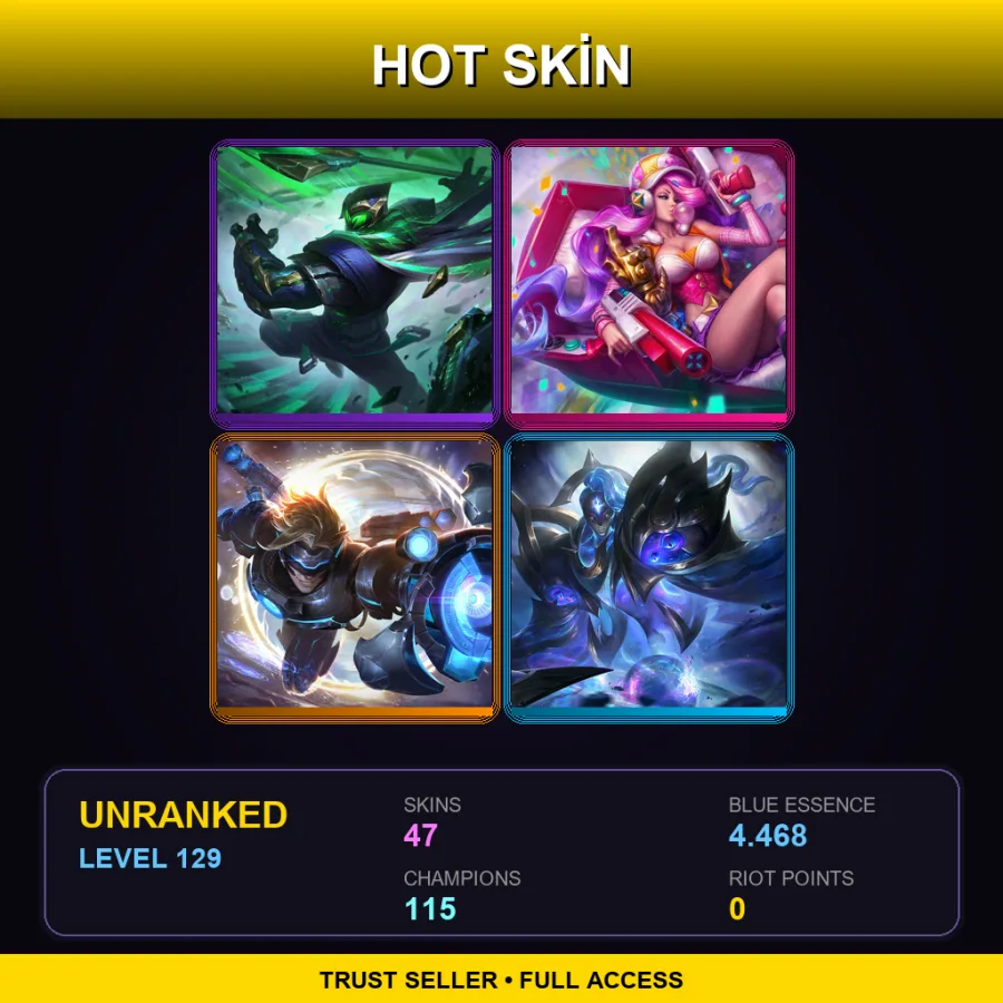 RU | Lv129 | Unranked | 47 Skin | 115 Champ — LoL account