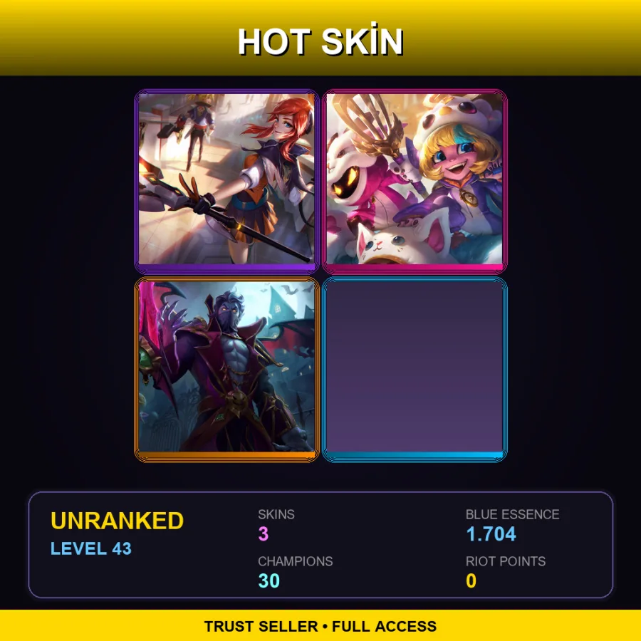 TR | Lv43 | Unranked | 3 Skin | 30 Champ