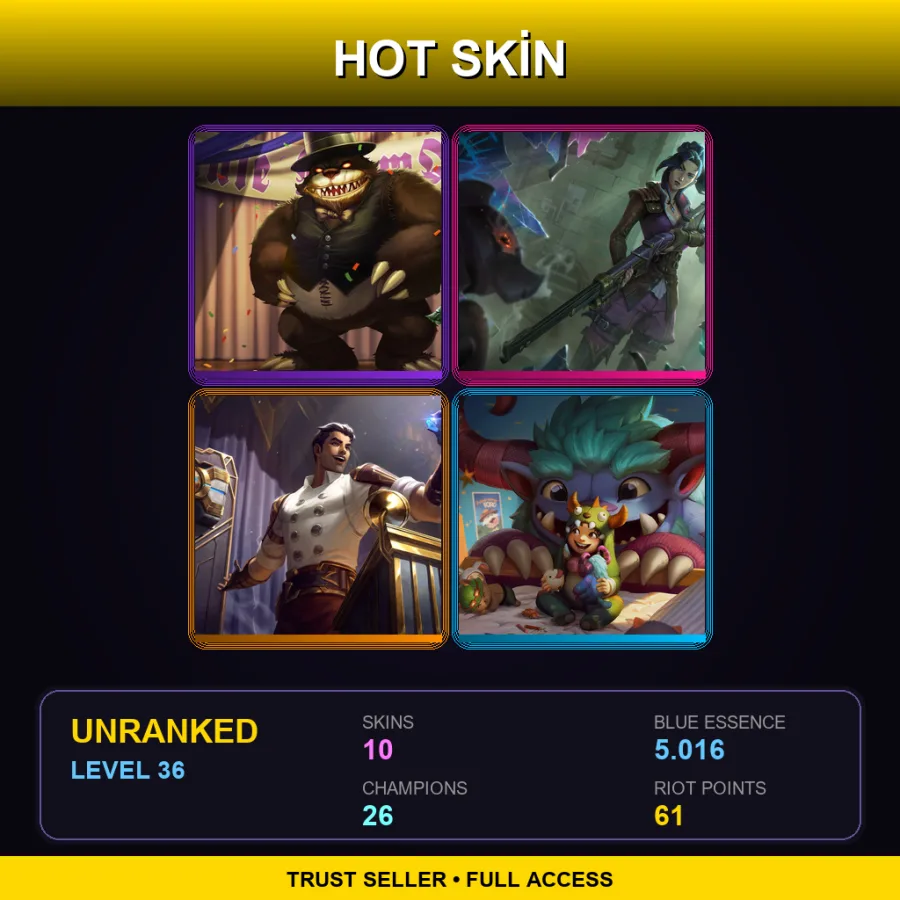 NA | Lv36 | Unranked | 10 Skin | 26 Champ