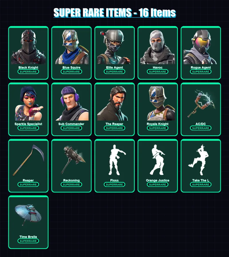 [PC/XBOX/PSN] | Black Knight | Blue Squire | Elite Agent | Havoc | Rogue Agent | 151 skin | 158 pickaxe | 162 emote | 134 glider | Lv2137
