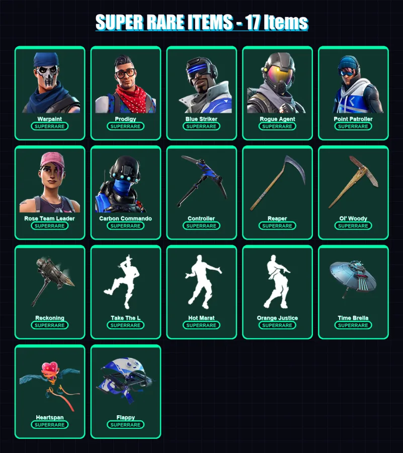 [PS4/PS5/XBOX/PC] | Warpaint | Prodigy | Blue Striker | Rogue Agent | Point Patroller | 124 skin | 125 pickaxe | 117 emote | 115 glider | Lv1255 — Fortnite account