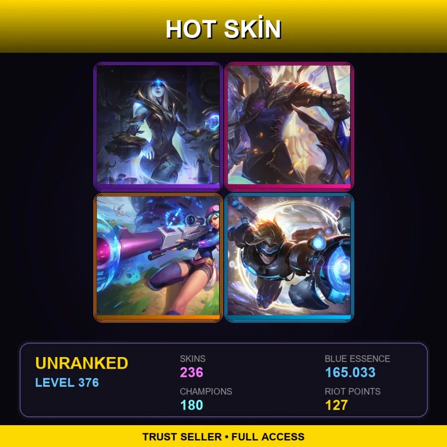 EUW | Lv376 | Unranked | 236 Skin | 180 Champ