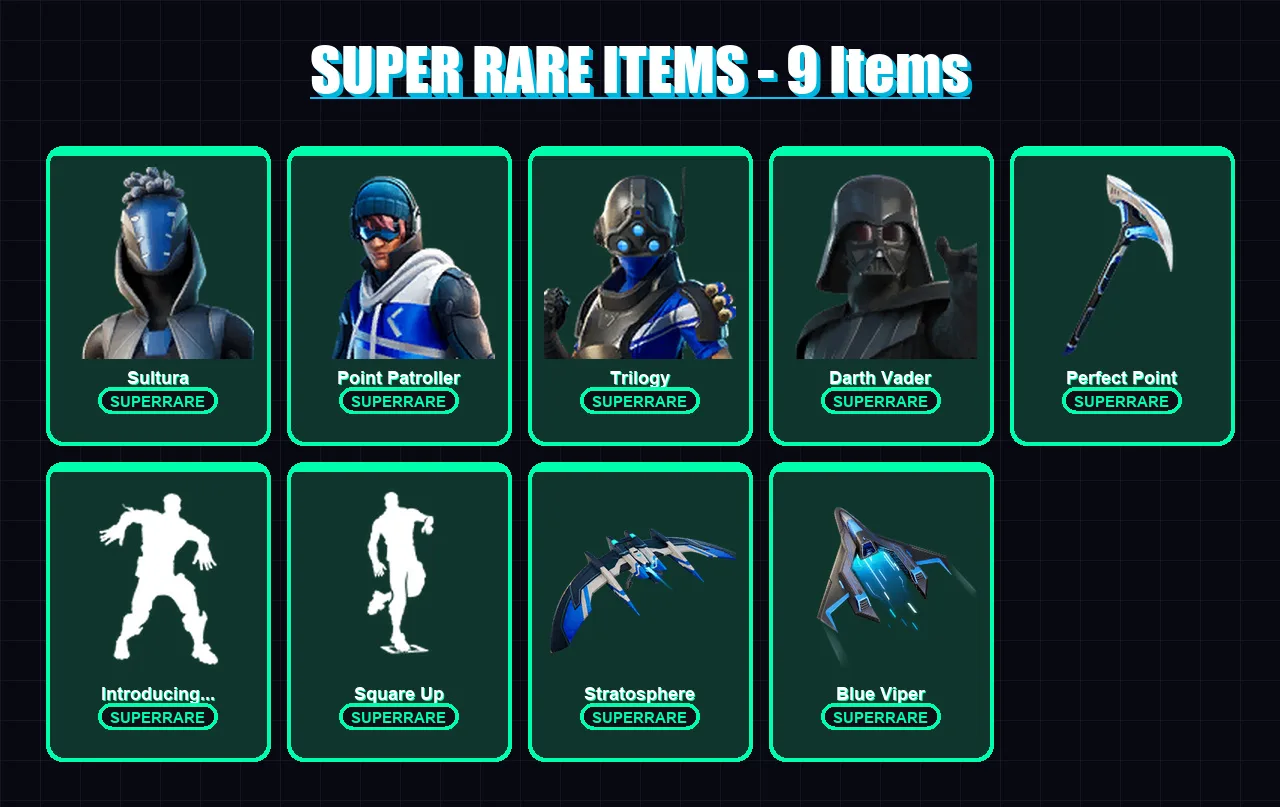 [PC/XBOX/PSN] | Sultura | Point Patroller | Trilogy | Darth Vader | Malik | 54 skin | 80 pickaxe | 46 emote | 66 glider | Lv1273