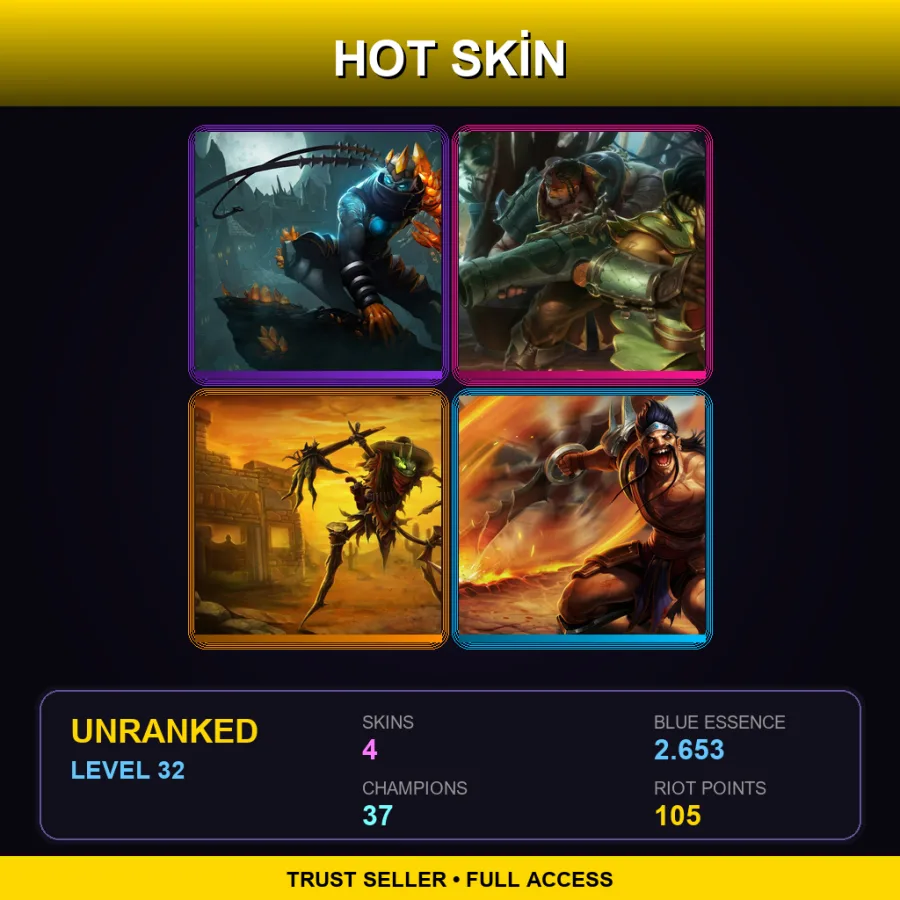 LAS | Lv32 | Unranked | 4 Skin | 37 Champ