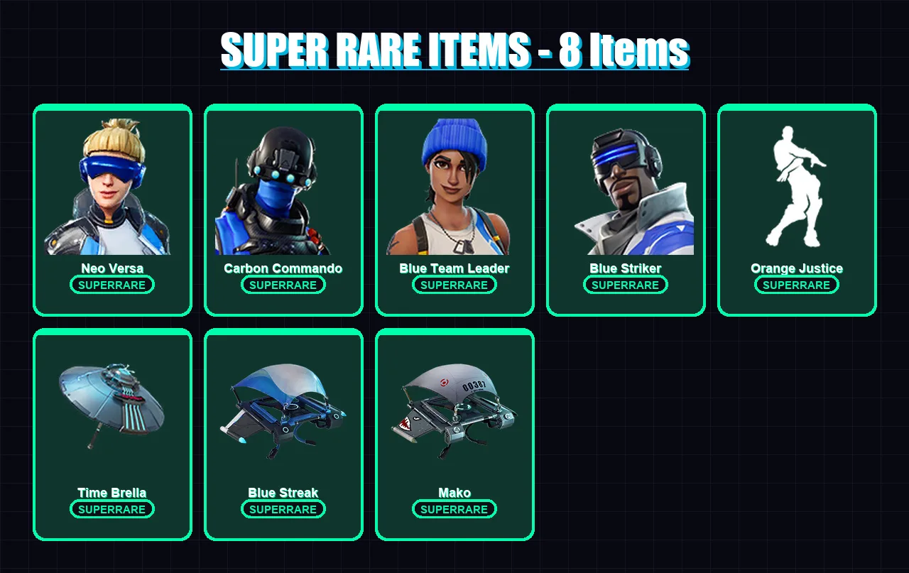 [PC/XBOX] | Neo Versa | Carbon Commando | Blue Team Leader | Blue Striker | Carbide | 24 skin | 23 pickaxe | 24 emote | 29 glider | Lv351