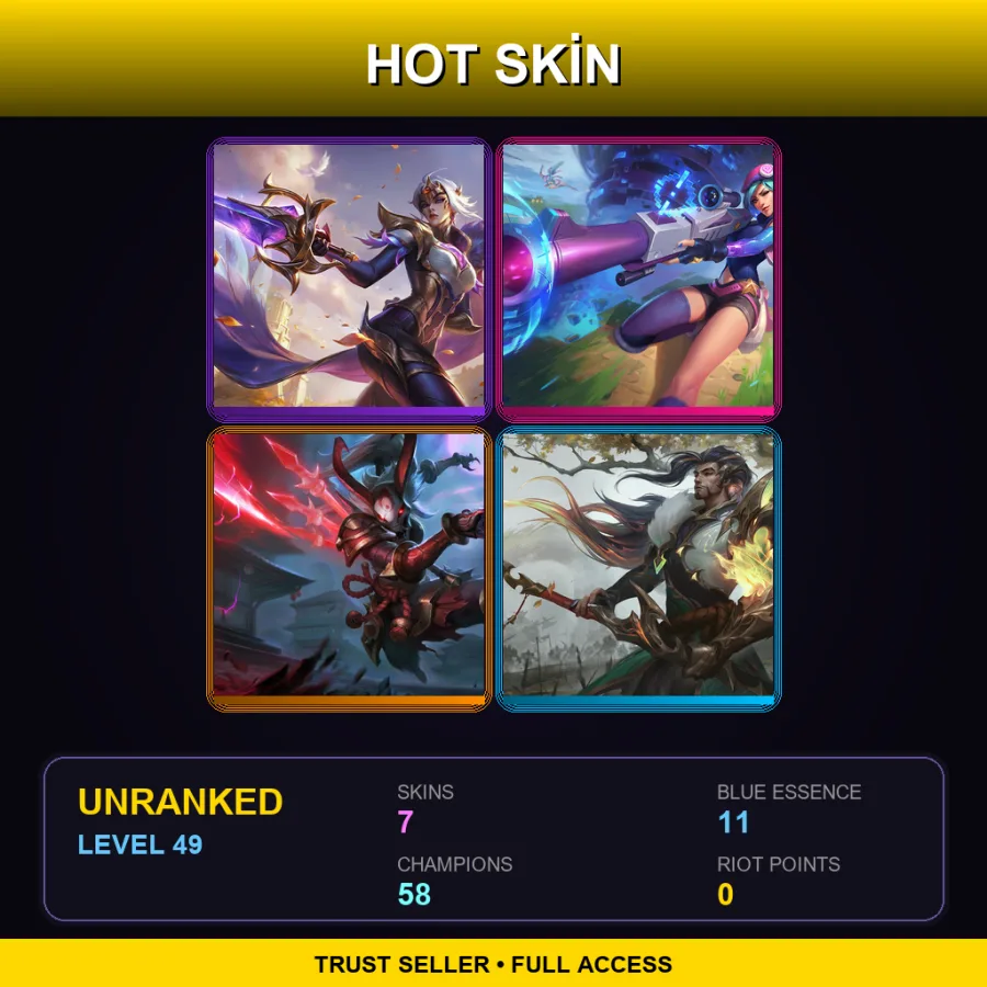 VN | Lv49 | Unranked | 7 Skin | 58 Champ — LoL account