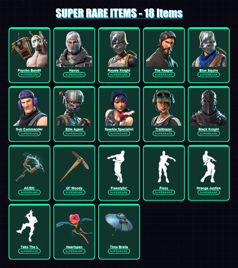 [SWITCH/XBOX/PSN/PC] | Psycho Bandit | Havoc | Royale Knight | The Reaper | Blue Squire | 62 skin | 76 pickaxe | 76 emote | 76 glider | Lv1071