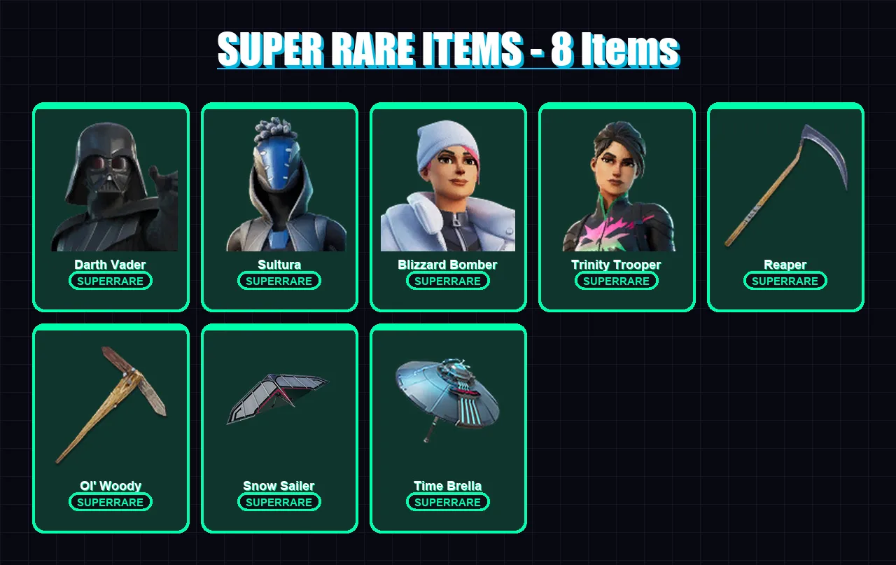[PS4/PS5/XBOX/PC] | Darth Vader | Sultura | Blizzard Bomber | Trinity Trooper | Kymera | 243 skin | 274 pickaxe | 220 emote | 179 glider | Lv4240