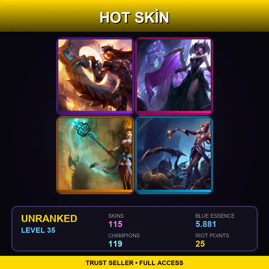 EUW | Lv35 | Unranked | 115 Skin | 119 Champ — LoL account