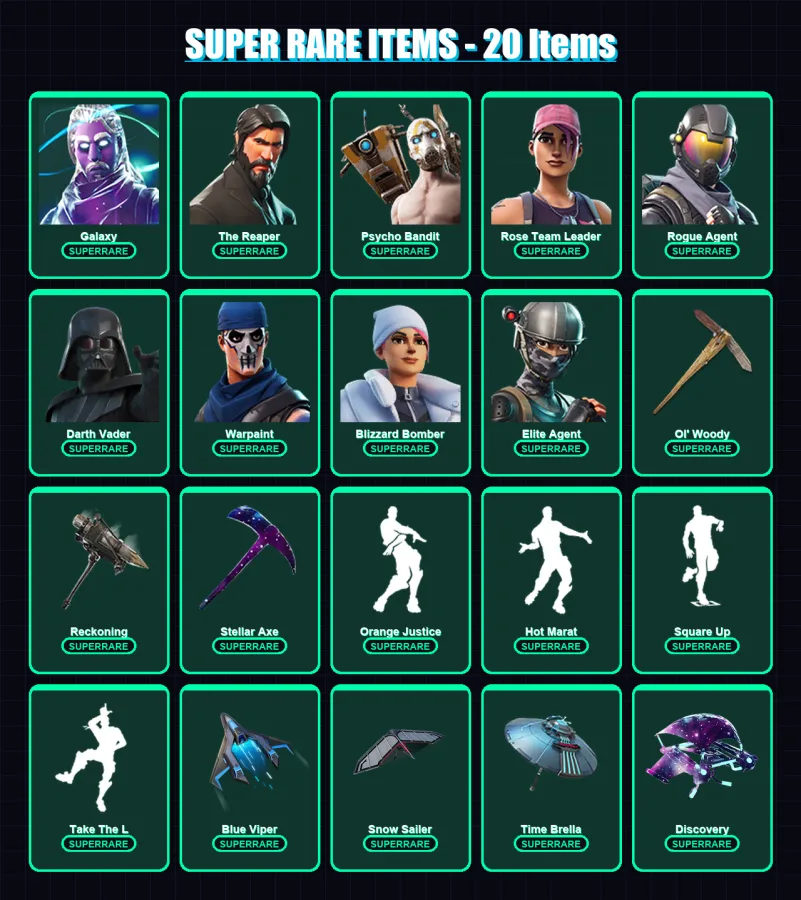 [PC/XBOX/PSN] | Galaxy | The Reaper | Psycho Bandit | Rose Team Leader | Rogue Agent | 92 skin | 91 pickaxe | 123 emote | 100 glider | Lv1406