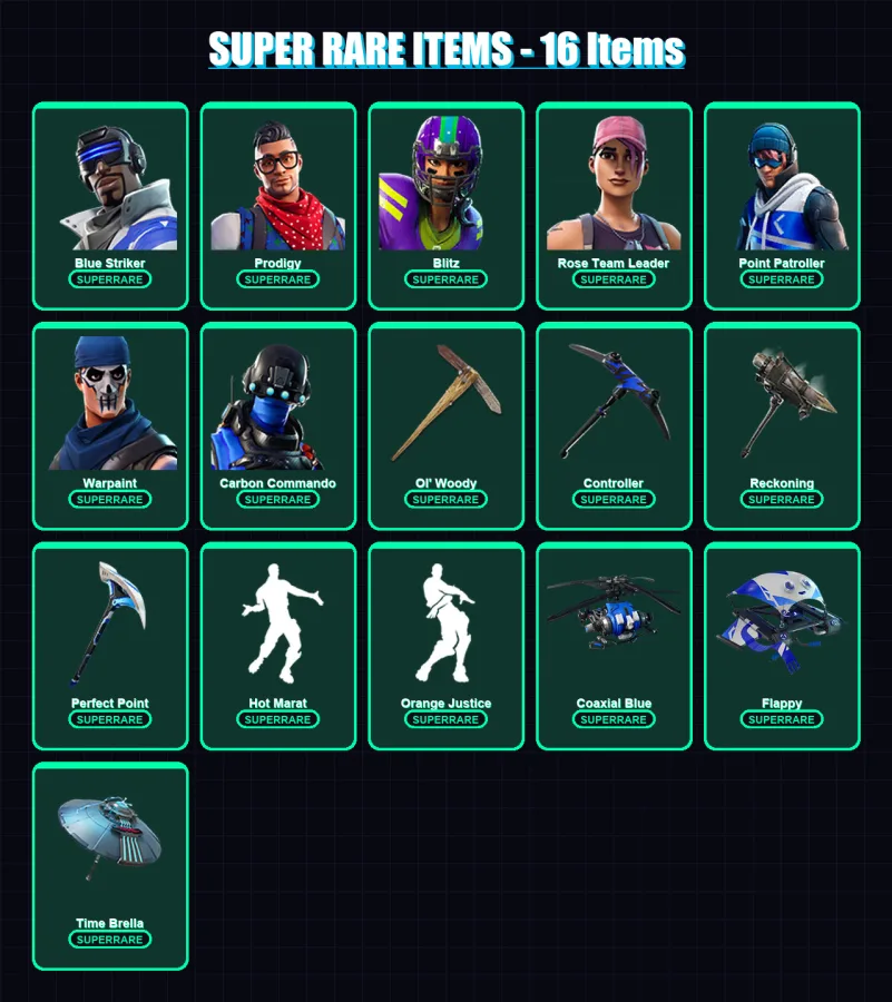 [PS4/PS5/XBOX/PC] | Blue Striker | Prodigy | Blitz | Rose Team Leader | Point Patroller | 87 skin | 67 pickaxe | 70 emote | 67 glider | Lv866