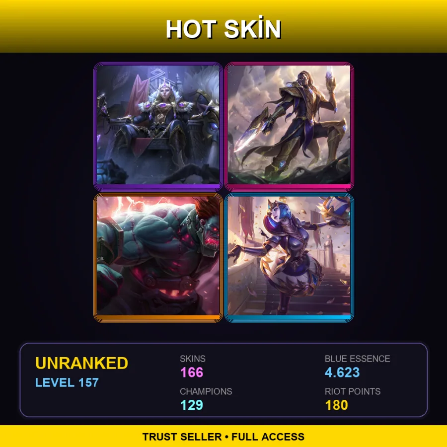 RU | Lv157 | Unranked | 166 Skin | 129 Champ