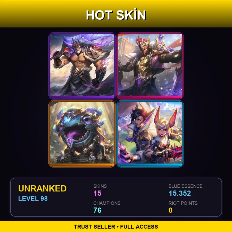EUW | Lv98 | Unranked | 15 Skin | 76 Champ
