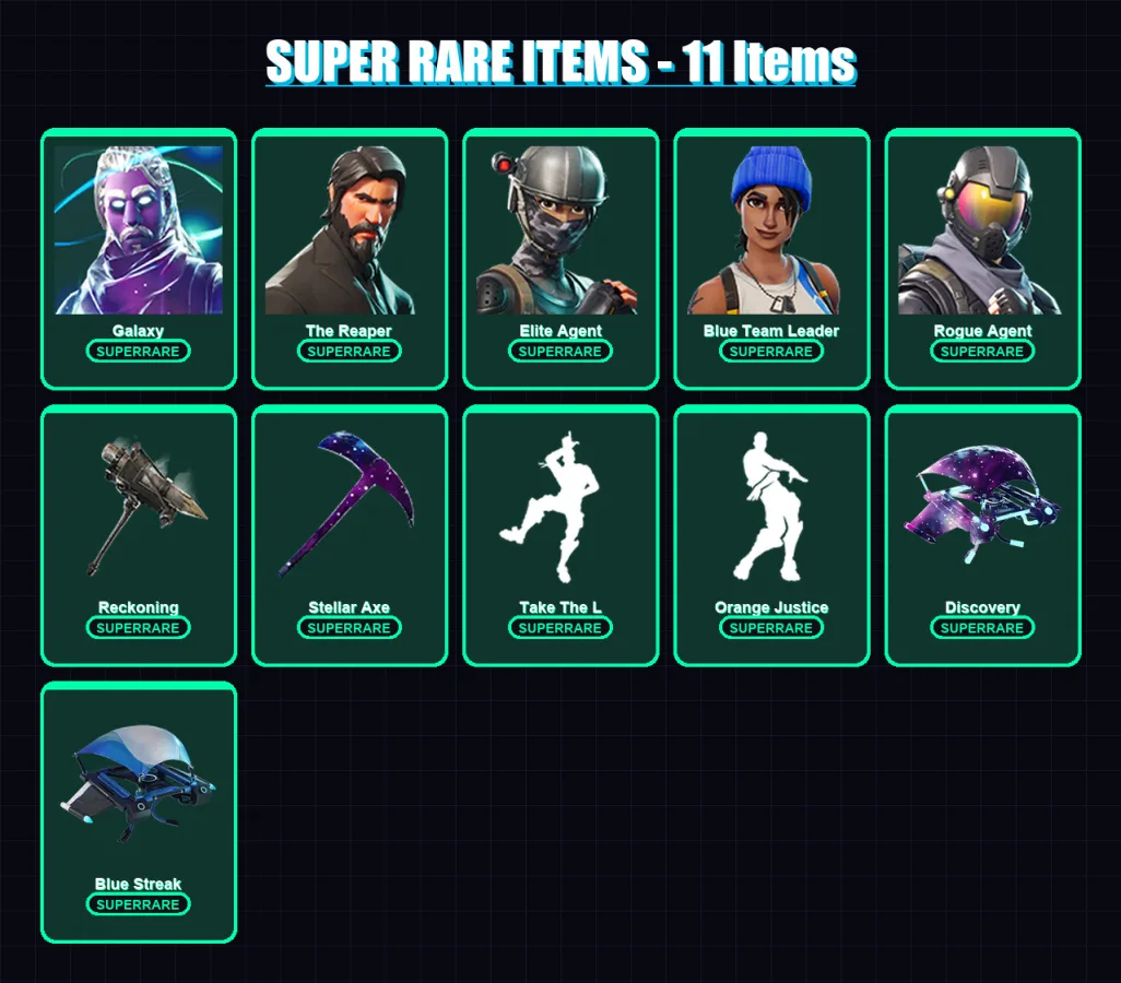 [PS4/PS5/XBOX/PC] | Galaxy | The Reaper | Elite Agent | Blue Team Leader | Rogue Agent | 23 skin | 17 pickaxe | 23 emote | 23 glider | Lv323