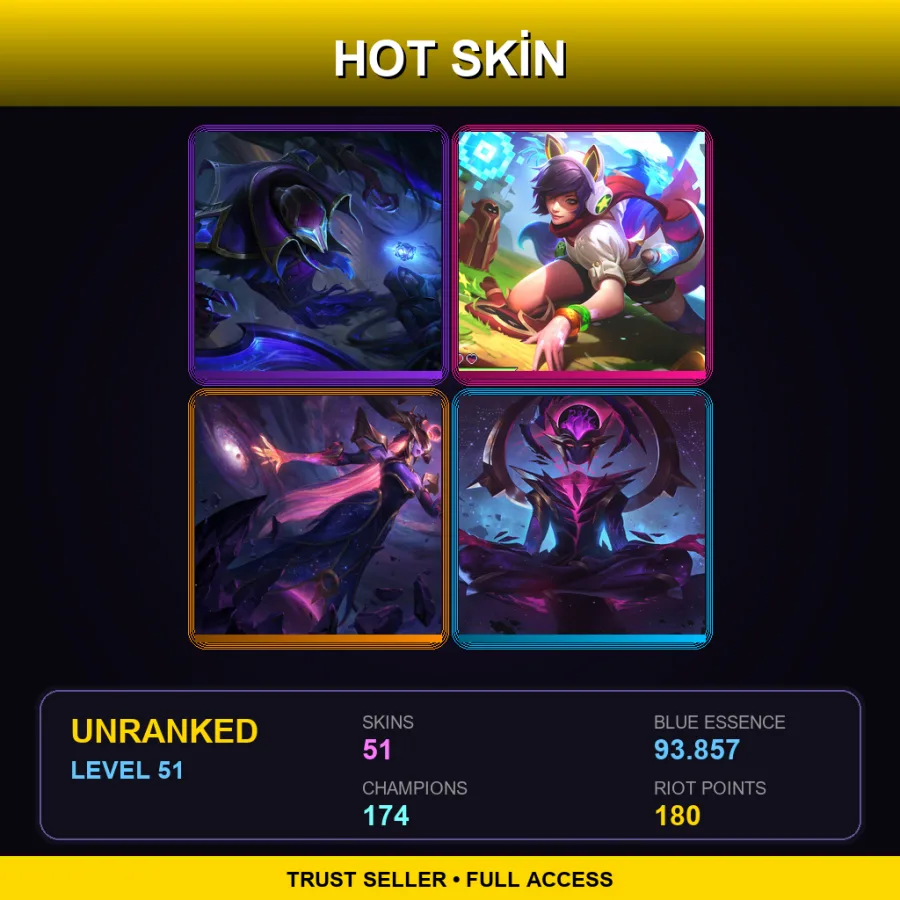 VN | Lv51 | Unranked | 51 Skin | 174 Champ — LoL account