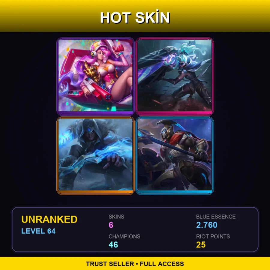 EUW | Lv64 | Unranked | 6 Skin | 46 Champ