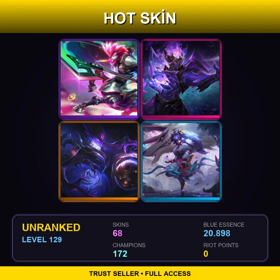 VN | Lv129 | Unranked | 68 Skin | 172 Champ — LoL account