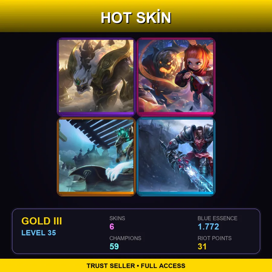 EUNE | Lv35 | Gold III | 6 Skin | 59 Champ