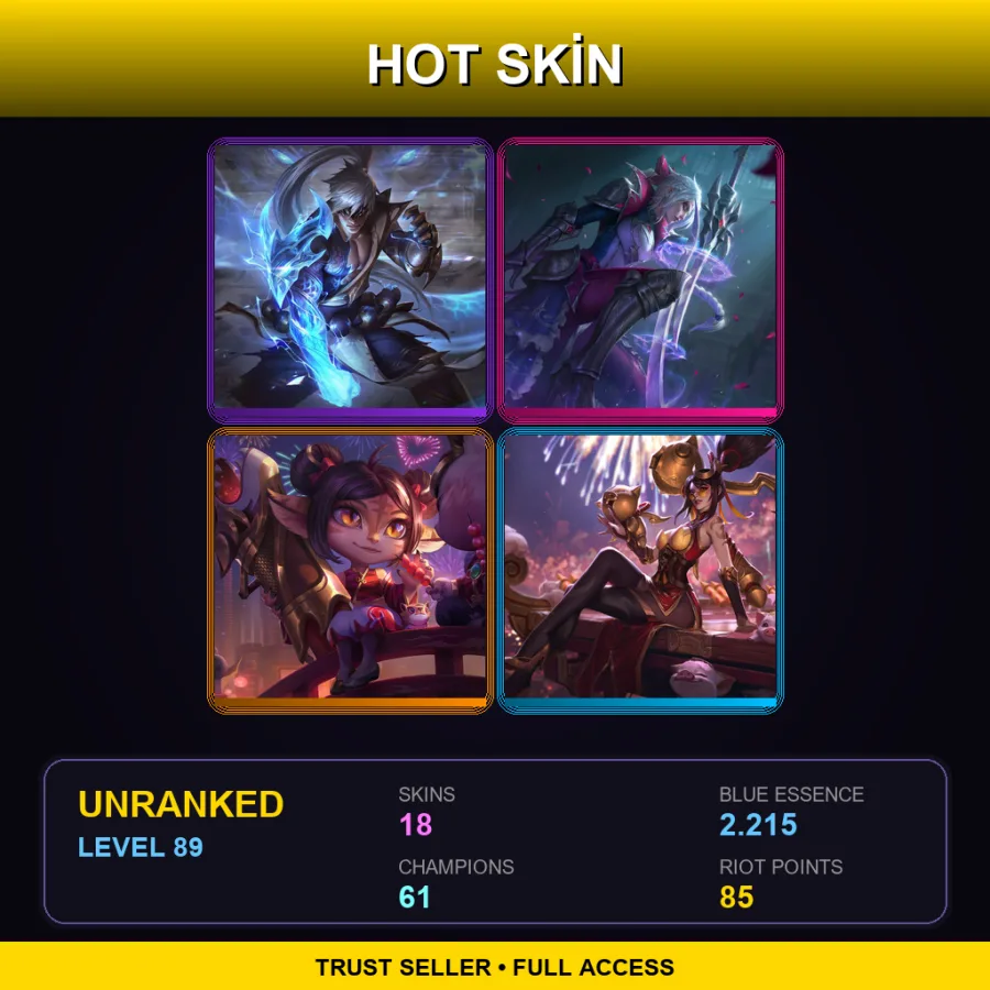 TR | Lv89 | Unranked | 18 Skin | 61 Champ