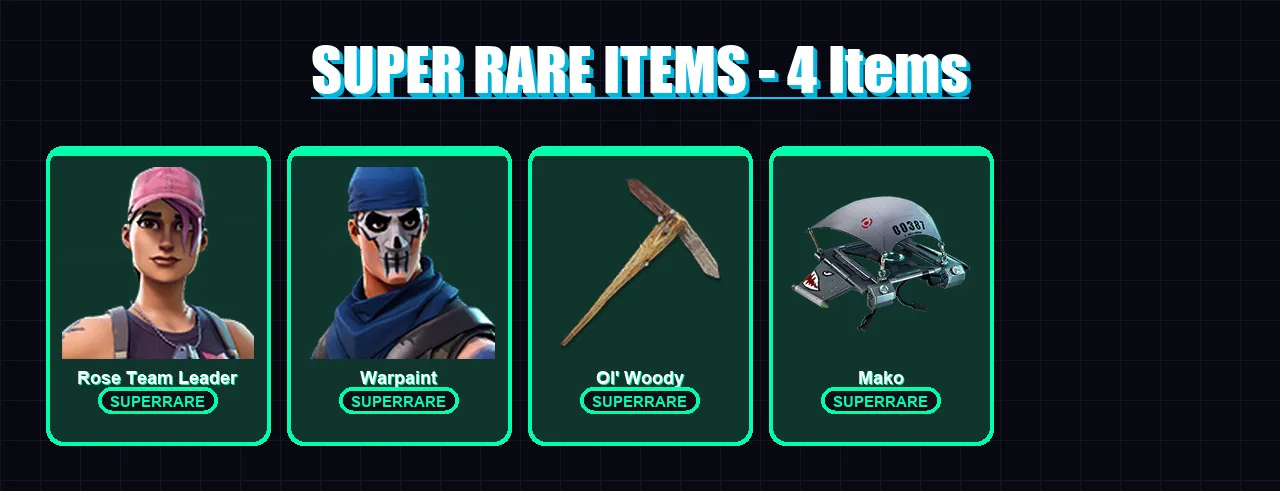 [PC/PSN] | Rose Team Leader | Warpaint | Era | Dupli-Kate | Gale | 74 skin | 152 pickaxe | 81 emote | 90 glider | Lv1844