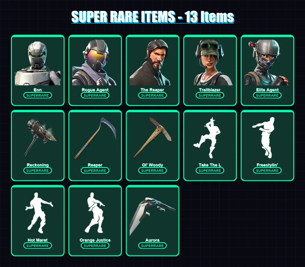 [PC/PSN] | Eon | Rogue Agent | The Reaper | Trailblazer | Elite Agent | 124 skin | 95 pickaxe | 88 emote | 91 glider | Lv1243