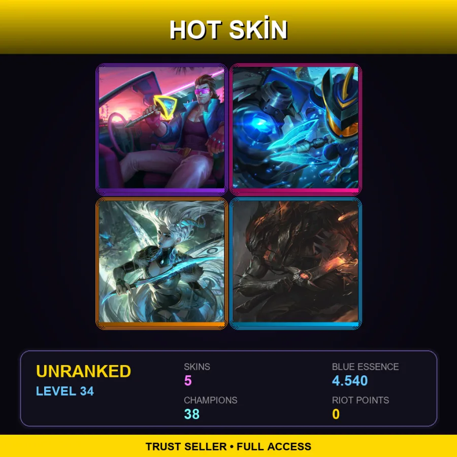 TR | Lv34 | Unranked | 5 Skin | 38 Champ