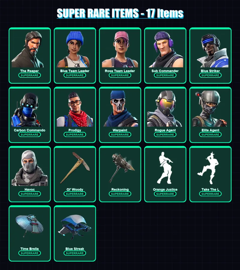 [PC/XBOX/PSN] | The Reaper | Blue Team Leader | Rose Team Leader | Sub Commander | Blue Striker | 48 skin | 40 pickaxe | 38 emote | 43 glider | Lv51 — Fortnite account