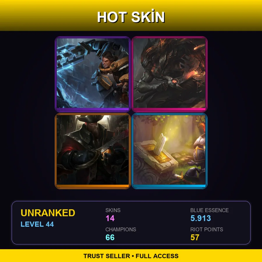 LAN | Lv44 | Unranked | 14 Skin | 66 Champ — LoL account