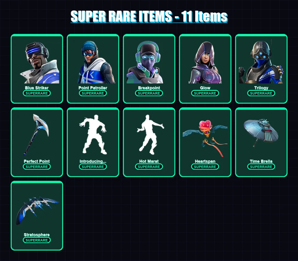 [PC/XBOX] | Blue Striker | Point Patroller | Breakpoint | Glow | Trilogy | 65 skin | 74 pickaxe | 88 emote | 87 glider | Lv1530