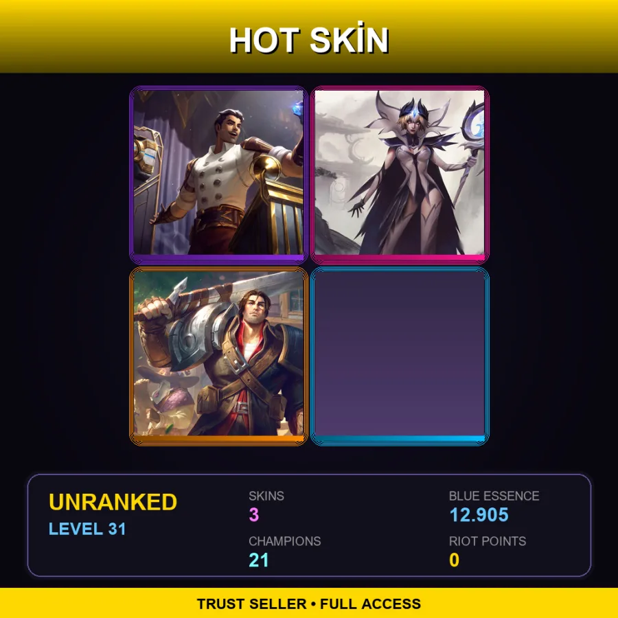 EUW | Lv31 | Unranked | 3 Skin | 21 Champ