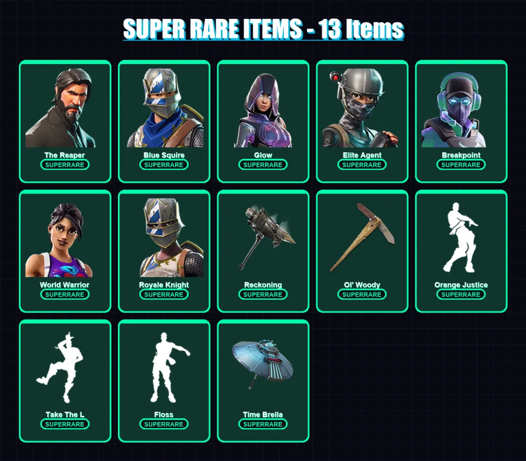 [PC/PSN] | The Reaper | Blue Squire | Glow | Elite Agent | Breakpoint | 274 skin | 282 pickaxe | 215 emote | 214 glider | Lv2660