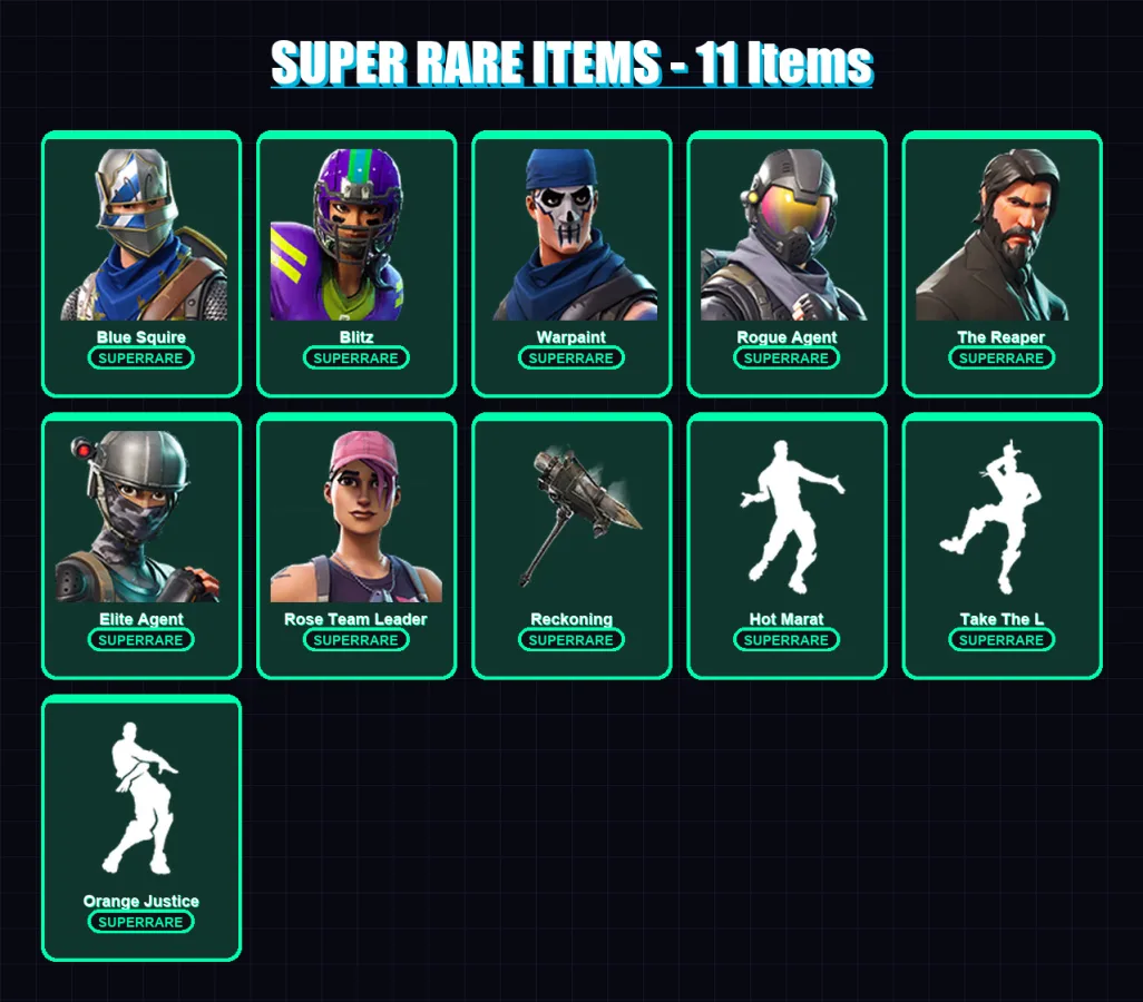 [PC/PSN] | Blue Squire | Blitz | Warpaint | Rogue Agent | The Reaper | 63 skin | 38 pickaxe | 75 emote | 43 glider | Lv561