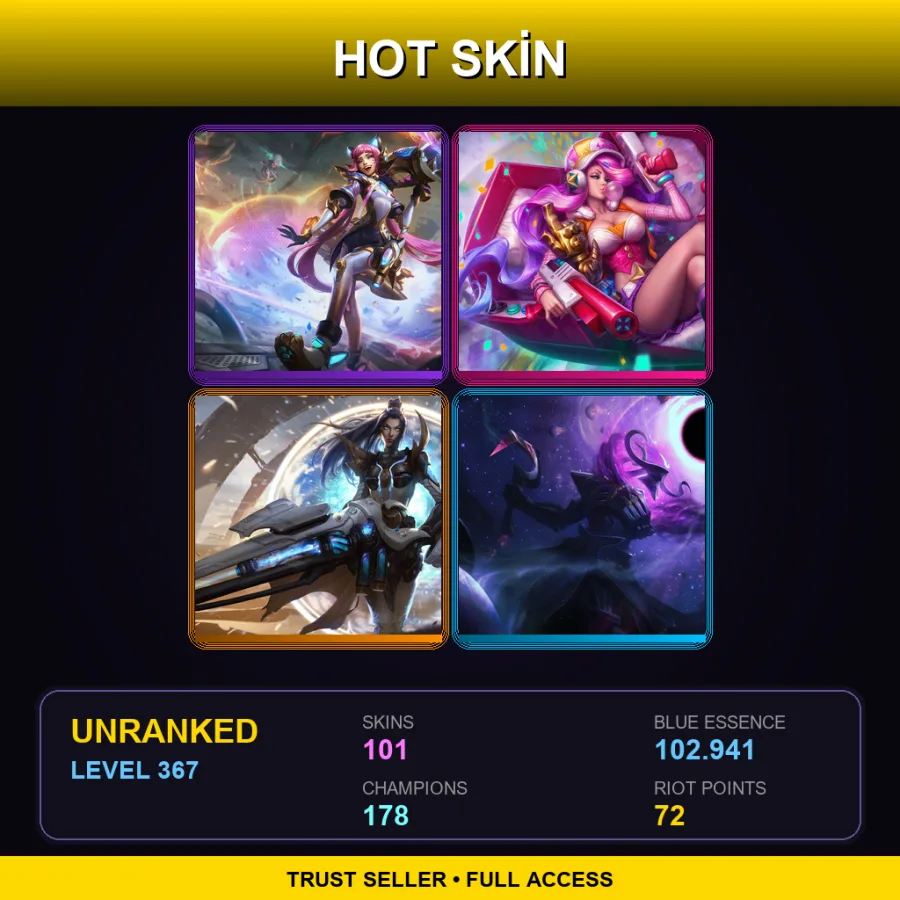 LAS | Lv367 | Unranked | 101 Skin | 178 Champ
