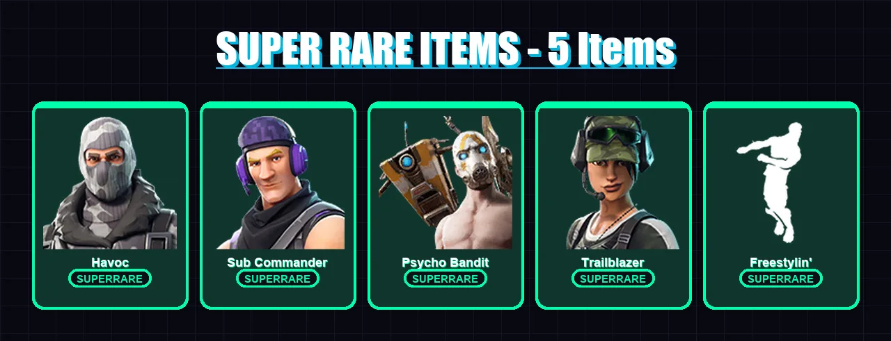 [PC/PSN] | Havoc | Sub Commander | Psycho Bandit | Trailblazer | Lt. Evergreen | 8 skin | 9 pickaxe | 7 emote | 7 glider | Lv35