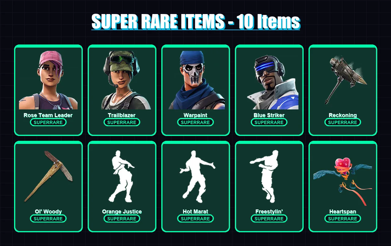 [SWITCH/XBOX/PC] | Rose Team Leader | Trailblazer | Warpaint | Blue Striker | Mandalorian | 99 skin | 104 pickaxe | 81 emote | 90 glider | Lv1399