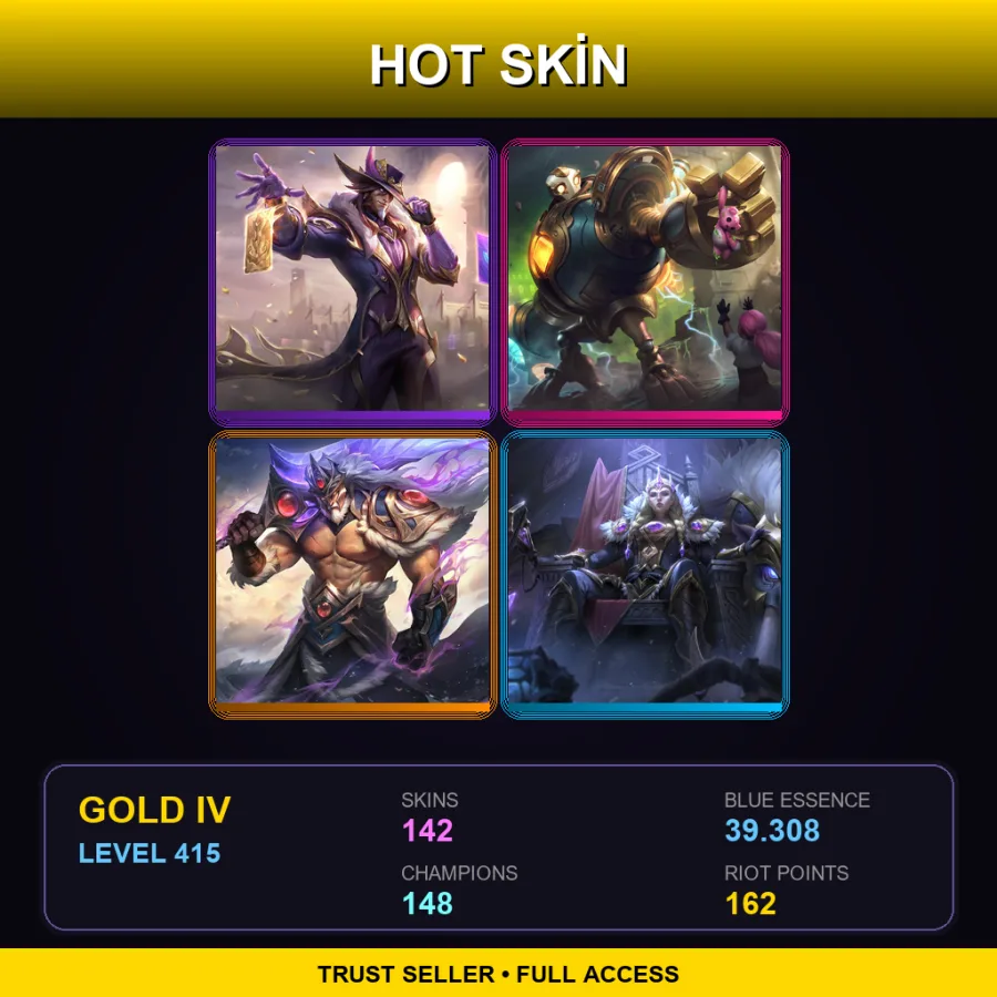 NA | Lv415 | Gold IV | 142 Skin | 148 Champ