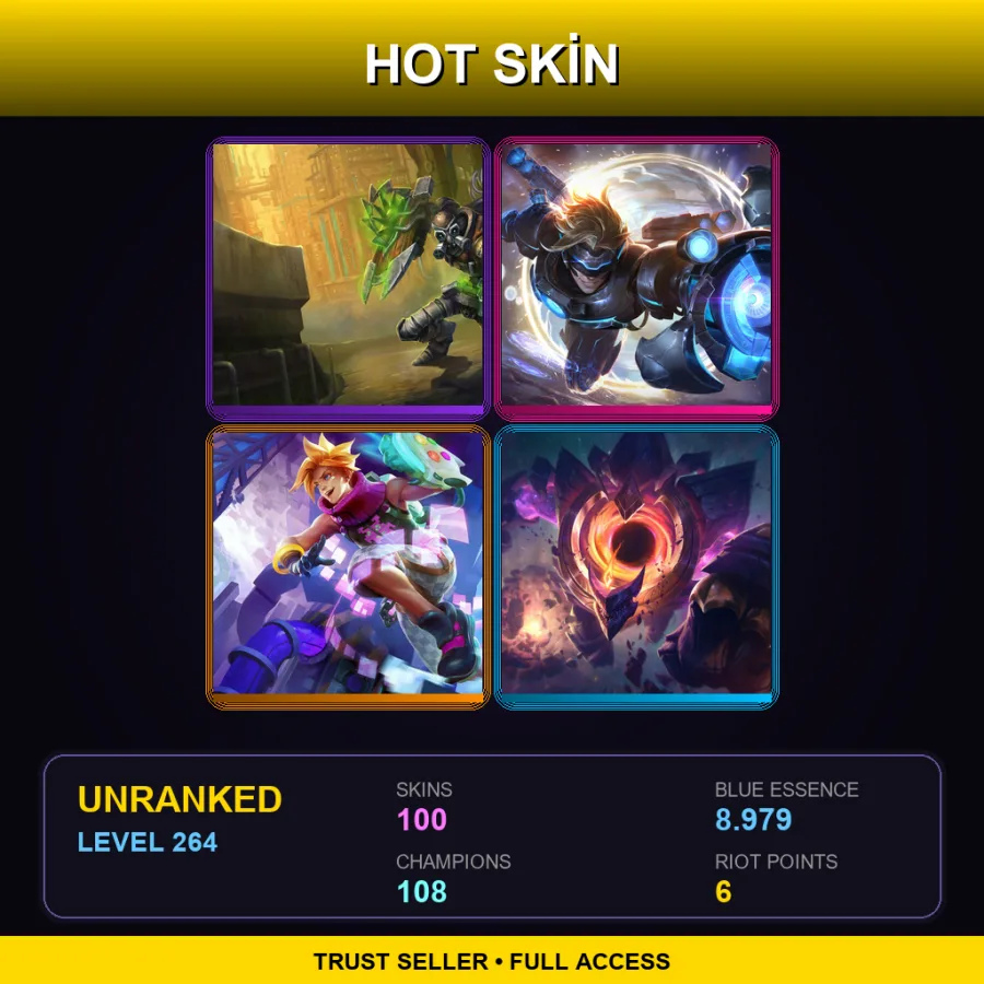 SG | Lv264 | Unranked | 100 Skin | 108 Champ