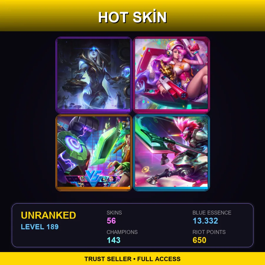EUW | Lv189 | Unranked | 56 Skin | 143 Champ